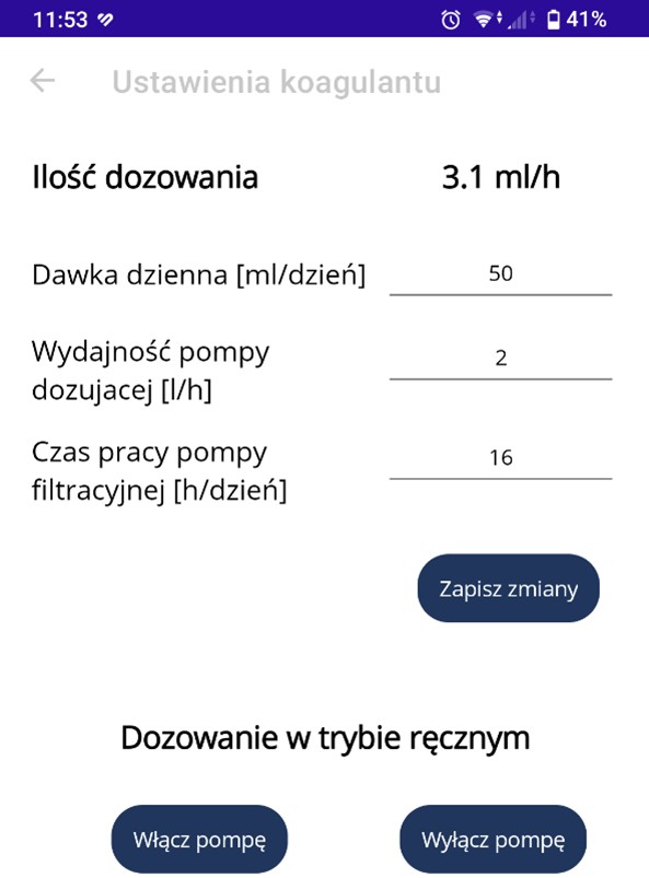 Automatyczne dozowanie środka koagulantu